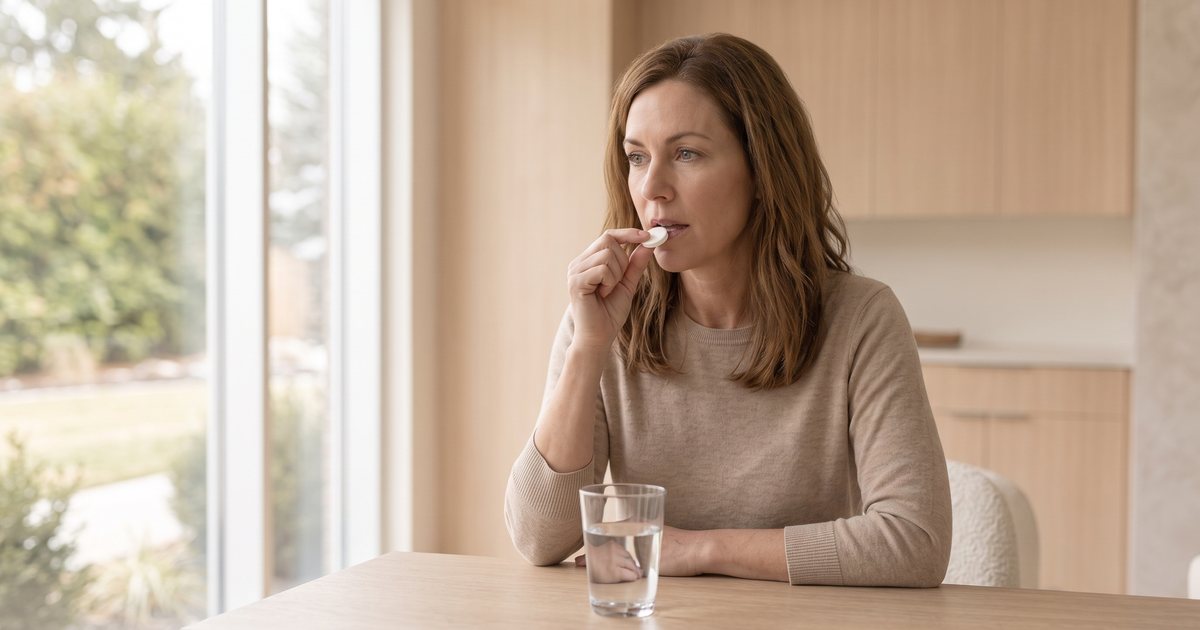 A patient reviewing a daily oral medication routine at a med spa consultation